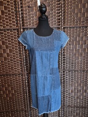 Esprit Denim Patchwork Short Sleeve Dress - Blue